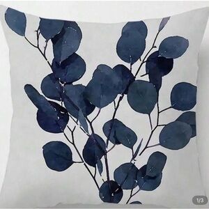Blue Leaf Print Throw Pillow Covers - 2